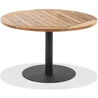 Natur24 Gartentisch Bistrox 95 rund Tischplatte Teak Recycelt Gestell Stahl in Anthrazit