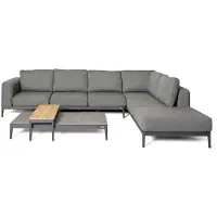 Natur24 Lounge-Set Athene Aluminium Teak Anthrazit Natur 320 x 92 x 67 cm