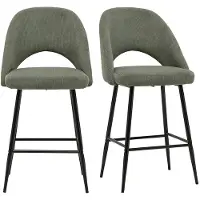 Miliboo - Samtige Khaki-Grün Cordstoff Barhocker H65 cm (2er-Set) COSETTE