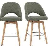 Miliboo - Barhocker im skandinavischen Design aus grünem Cordstoff und massivem Hevea 65 cm (2er-Set) COSETTE