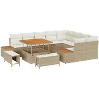 vidaXL Gartensofa-set 12 stk. 11-Sitzanzahl Beige und Creme