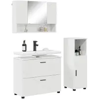 vidaXL Badezimmermöbel-Set 3 stk. Hochglanz Weiß 76,5 x 35 x 64 cm