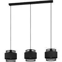 Eglo Hängelampe Bazely, Industrial Pendelleuchte über Esstisch, Gitter Lampe hängend, 3-flammige Deckenlampe aus Metall Draht und Textil, E27, L 99 cm