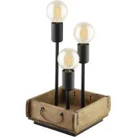 Eglo WOOTTON Tischleuchte Tischbeleuchtung - L25 x B22 x H37,5 cm - braun, schwarz - 3X40W exkl. - IP20
