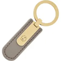 BOSS Genarbter taupefarbener Schlüsselanhänger mit goldfarbenem Double-B-Metalldetail Grösse ONESI