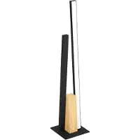 Eglo LED Tischlampe Panagria, minimalistische Nachttischlampe, Tischleuchte aus Aluminium, Stahl und Holz in Schwarz und Braun, Deko Lampe, warmweiß
