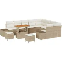 vidaXL Gartensofa-set 12 stk. Beige Poly-Rattan