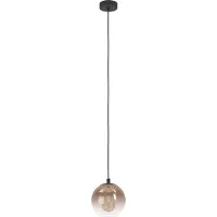 Eglo Hängelampe Ariscani 1, 1-flammige Pendelleuchte Esstisch, Hängeleuchte aus Metall in schwarz und Glas in Kupfer, Esszimmerlampe, E27, Ø 42,5 cm