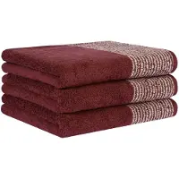 Cawoe Handtuch, 3er Pack - Luxury Home, C Two-Tone, Walkfrottier Bordeaux / 50x100cm
