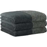 Cawoe Handtuch, 3er Pack - Luxury Home, C Two-Tone, Walkfrottier Schiefer / 50x100cm