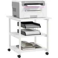 HOMCOM -Druckertisch-Spanplatte, Stahl-50L x 50B x 52,5H cm-Weiß