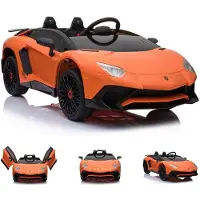 Es-toys Kinder Elektroauto Lamborghini Aventador SV EVA-Reifen Kunstledersitz orange