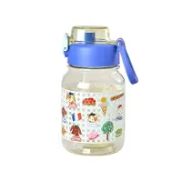 Rice - Plastic Kids Drinking Bottle - Paris Print - Blue - 700 ml