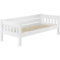 Erst-Holz Weißes Couchbett Einzelbett 90x200 Massivholzbett Sofabett mit wählbarem Zubehör V-60.53-09WRollrost inkl.