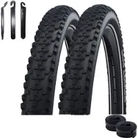 Schwalbe 2 x Smart Sam Addix DD Performance Line 29 x 2,60 (65-622) Schwarz/Reflex + 2 x Schläuche AV19F inkl. Reifenheber
