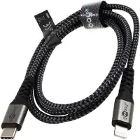 Goobay 49271, 1 m, USB C, Lightning, Männlich, Männlich, Schwarz, Grau