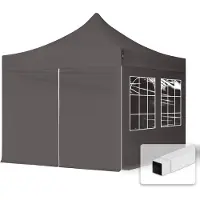 TOOLPORT 3x3m Stahl Faltpavillon, inkl. 4 Seitenteile, dunkelgrau