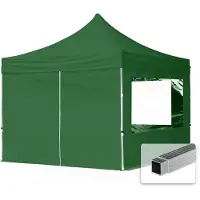 TOOLPORT 3x3m Aluminium Faltpavillon, inkl. 4 Seitenteile, dunkelgrün