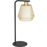 Eglo Tischlampe Ciudadela, elegante Nachttischlampe, Tischleuchte aus Metall in Messing und Textil, für Wohnzimmer und Schlafzimmer, E27 Fassung