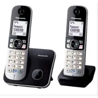 Panasonic KX-TG6812FRB, DECT-Telefon, Kabelloses Mobilteil, Freisprecheinrichtung, 100 Eintragungen, Anrufer-Identifikation, Schwarz, Silber