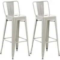 CLP Barhocker 2er Set mit Lehne im Industrial-Look Mason, mit Rückenlehne silber