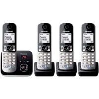 Panasonic KX-TG6824 Strahlungsarmes Schnurlostelefon mit Anrufbeantworter, Rufnummernanzeige, 3 zus?tzliche Mobilteile, 15h Sprechzeit, 7 Tage Standby, Freisprechfunktion, DECT