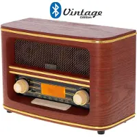 Adler Retro UKW Radio | Bluetooth | USB | AUX-IN | LCD-Display | 10 Watt RMS