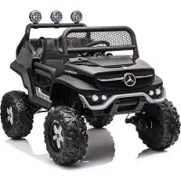 BOGI Mercedes UNIMOG S 4x45W Kinderauto Kinderelektroauto Kinderfahrzeug 12V Elektroauto Schwarz
