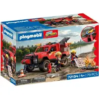 Playmobil Feuerwehr-Pickup mit Wasserspritzfunktion, Seilwinde, Stauraum und Leiter