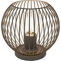 Eglo Tischlampe Almanzora, runde Nachttischlampe, Tischleuchte für Wohnzimmer und Schlafzimmer, Metall in Schwarz und Kupfer, Lampe mit E27, Ø 20 cm
