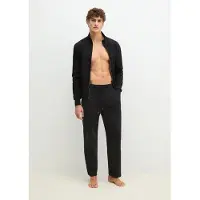 Marc O'Polo Loungehose "Mix N Match Interlock", Herren, Gr. XL (58), N-Gr, schwarz, Interlock, Obermaterial: 97% Baumwolle, 3% Elasthan, bequem lang, Hosen Loungehose, mit Gummizug und Bindeband
