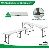 Famanu Klappbank vielseitig - 183x28x43 cm - Weiß