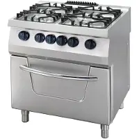 Maxima Hochleistungsherd - 4 Brenner - Doppeleinheit - Tiefe 70cm - 36kW - Gas inkl. Elektro-Backofen