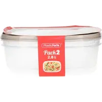 PlasticForte Frischebehalter - 2x Stuck - 2.8 liter - wiederverwendbar - transparent/beige - Kunstst