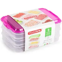 PlasticForte Fleischaufbewahrungsschalen - transparent/rosa - 24 x 16 x 10 cm - 3 Schichten - Sandwich-aufbewahru