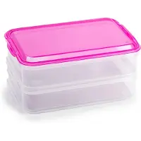 PlasticForte Fleischaufbewahrungsschalen - transparent - 24 x 16 x 11 cm - 2 Schichten - Sandwich-aufbewahru