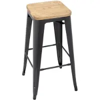 Bolero Barhocker aus Stahl mit Holzsitz Grau (4 Stück)