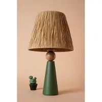 Opviq , Hochwertige Tischlampe, Keramikkörper, 24 cm Breite x 46 cm Höhe, E27 Fassung max. 40 W, Grüntöne & Braun, Boho-Rustikal, Perfekt für stilvolle Wohnräume.
