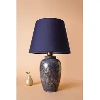 Opviq , Hochwertige Tischlampe, Keramikkörper in Blau und Gold, 32 x 53 cm | E27 Fassung, max. 40 W | Elegantes Design für modernes Wohnen und stilvolle Akzente.