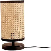 Opviq , Hochwertige Tischlampe, Creme und Schwarz, 30 cm hoch | 100% Stoff, Holzfuß, Schirmdurchmesser: 15 cm, E14 Fassung, Max 40 W | Rustikales Design für jedes Zuhause.