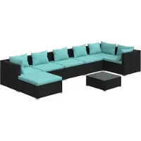vidaXL 8-tlg. Garten-Lounge-Set mit Kissen Poly Rattan Schwarz