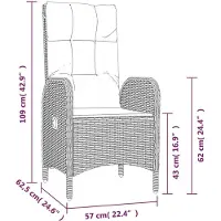 vidaXL 7-tlg. Garten-Essgruppe mit Kissen Grau Poly Rattan