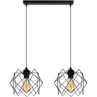 Licht-Erlebnisse Hängelampe Metall H: max. 90 cm Schwarz E27 2-flammig länglich Drahtschirm