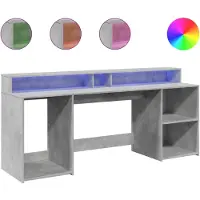 vidaXL LED-Schreibtisch Betongrau 200x55x91 cm Holzwerkstoff