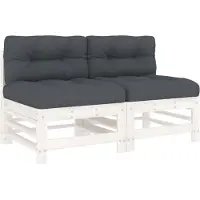 vidaXL Mittelsofas mit Kissen 2 Stk. Weiß Massivholz Kiefer