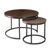 CALICOSY - Set aus 2 stapelbaren runden Beistelltischen - L70 cm