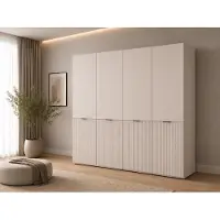 MOEBLO Drehtürenschrank, Falttürenschrank 4-türig Schrank mit Einlegeböden und Kleiderstange, Schlafzimmer - Schrank Minewra 200 - Beige