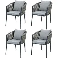 Axi Faye Gartenstuhl Set 4 Stück in Anthrazit | Gartenstühle für Gartentisch aus Aluminium/Polyester & inklusive Sitzkissen aus Olefin | Stuhl Wetterfest für Garten / Draußen - bis zu 120 kg belastbar