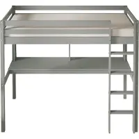 Sunny Sil Hochbett aus Holz mit Schreibtisch in Grau | Kinderbett ohne Matratze | Einzelbett mit Treppe in 208 x 100,5 x 172 cm | Für Matratzengröße:
