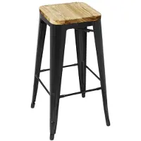Bolero Bistro Hochhocker Mit Holzsitzpolster Schwarz (4Er Pack)